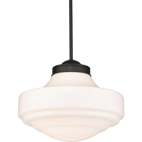 Ingalls 1 Light 16 inch Matte Black Pendant Ceiling Light in Vintage Milk Glass, Large